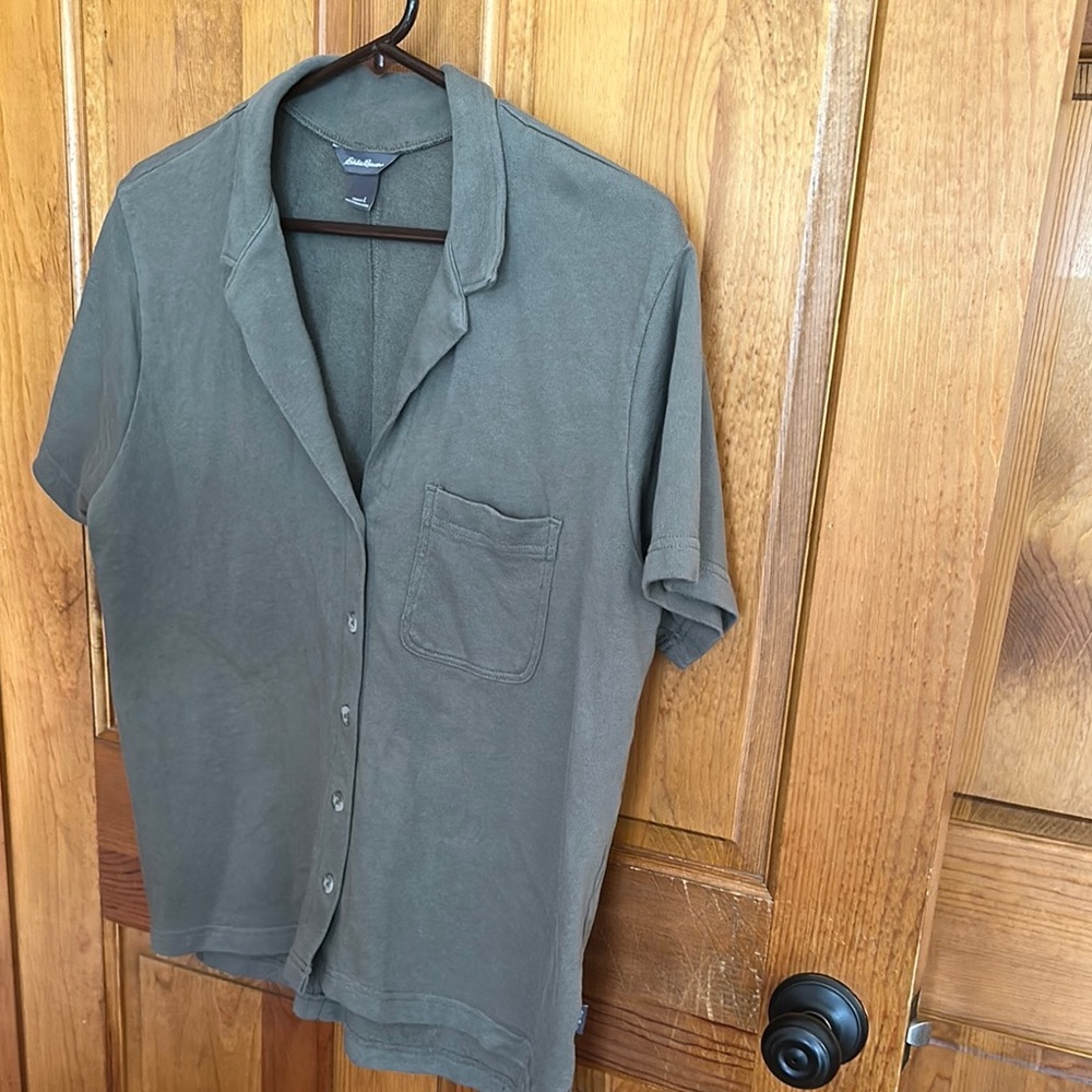 Eddie Bauer Olive Casual Button-Down Shirt